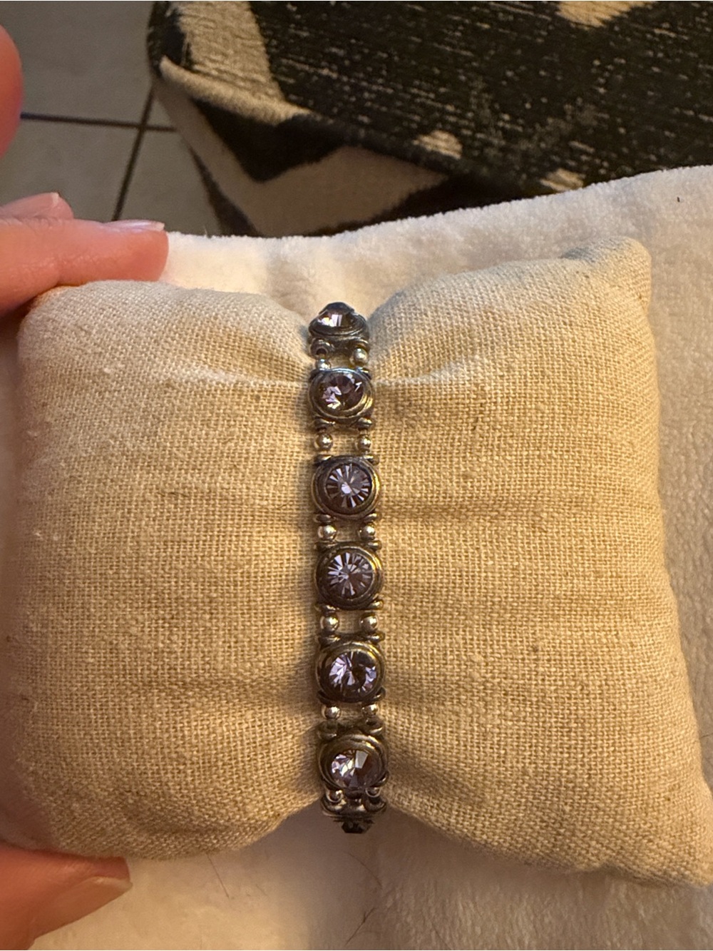 Silver And Purple Crystal Bracelet - Women Jewelry